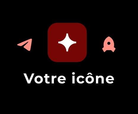 Different app icons with “Votre icône” label, showing that the app icon can be customized with Threema’s whitelabel feature