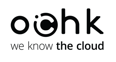 Company logo displaying “oochk” with the tagline “we know the cloud” in black text
