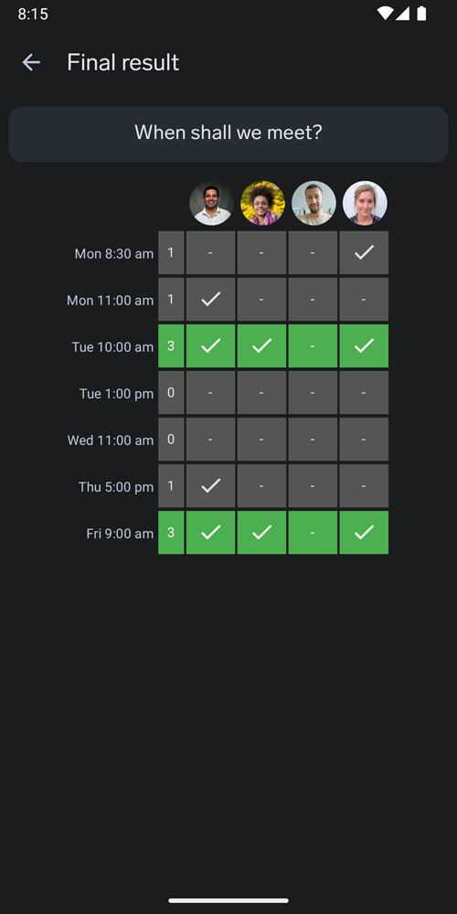 Poll in a team chat in Threema Work on an Android smartphone