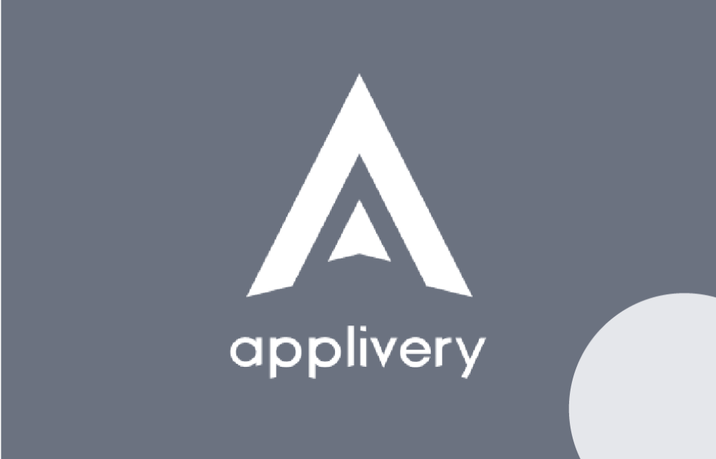 Applivery logo on grey background.