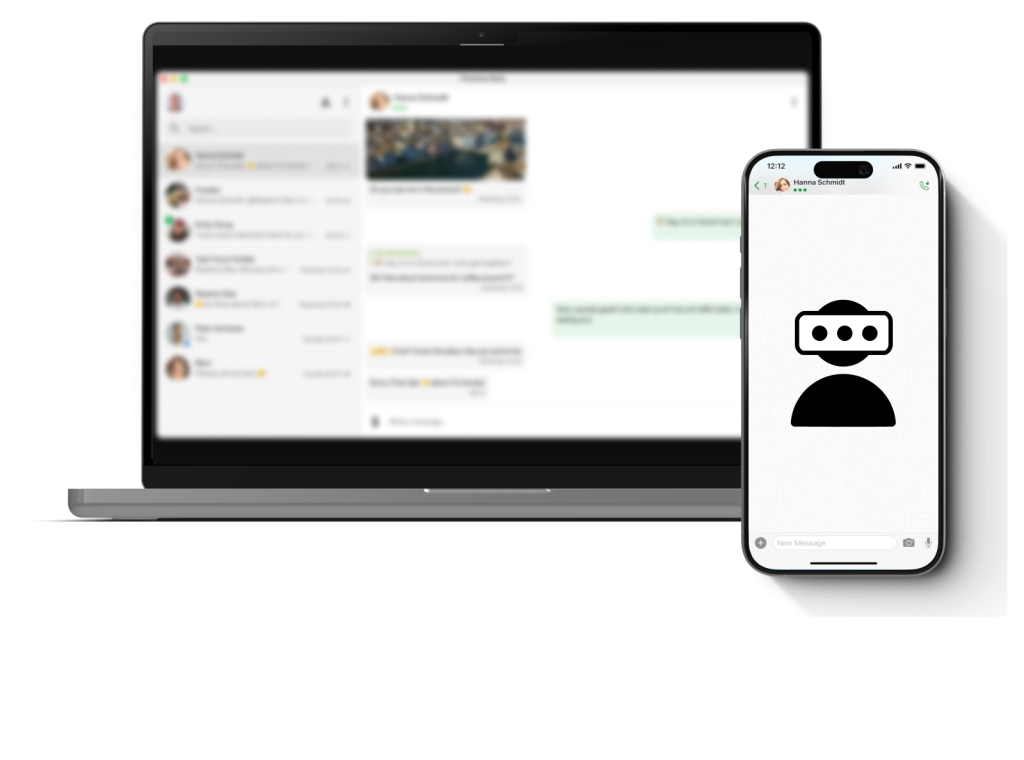Blurred chat overview and anonymity icon on smartphone.