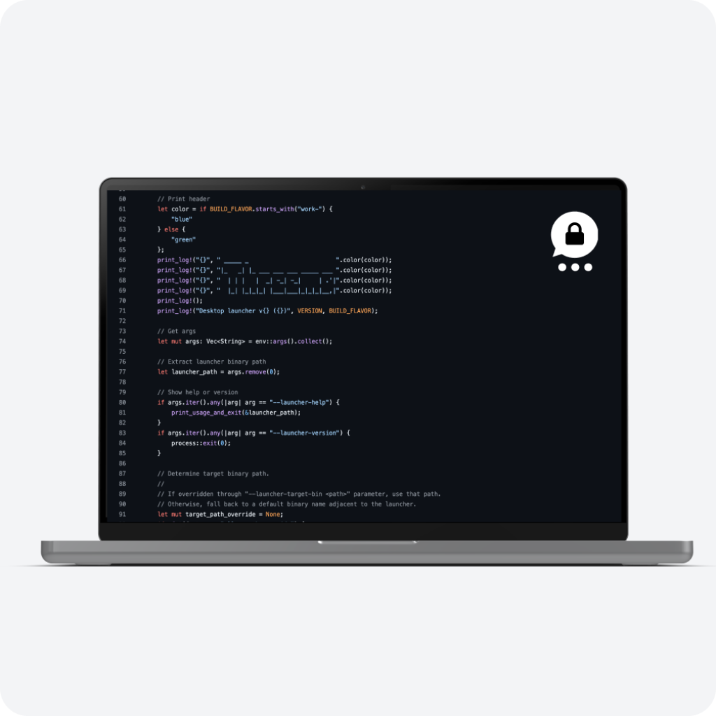 Laptop mit Threema-Quellcode – symbolisiert Open Source.