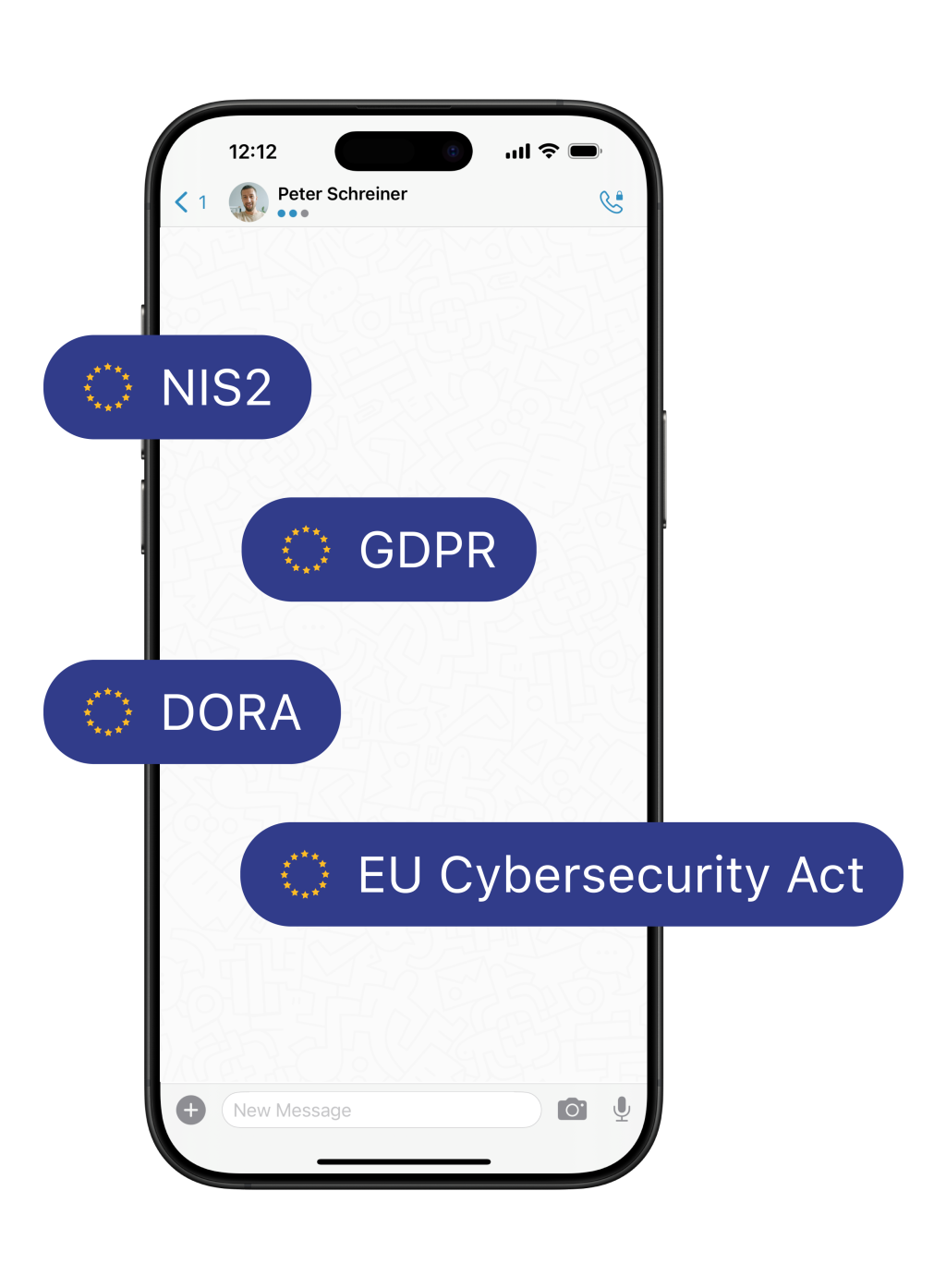 Phone with messages regarding regulations.