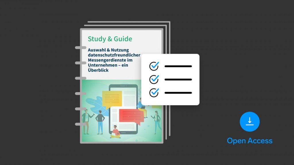 Cover of privacy friendly messenger study guide showing smartphone, chat bubbles, checklist and download icons.
